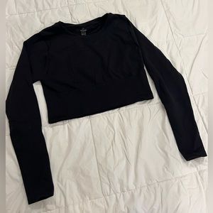 Aerie offline black cropped workout top S